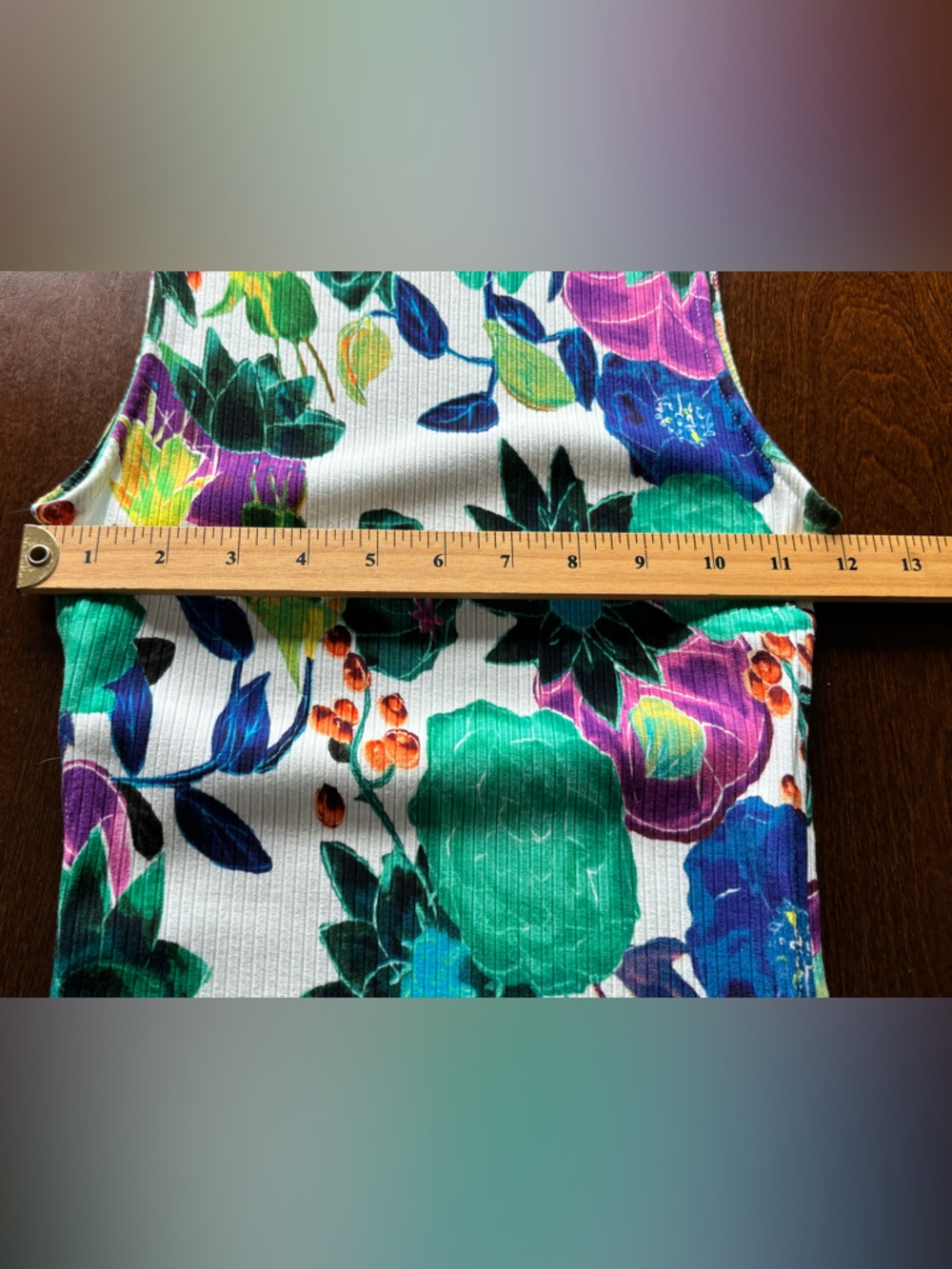 Desigual Floral Ribbed Knit Sleeveless Mini Dress S Side Ruching Bodycon Stretch - Picture 12 of 15